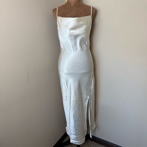 Altar'd State Satin Midi Dress Womens Small Champagne Ivory Bridal Bachelorette